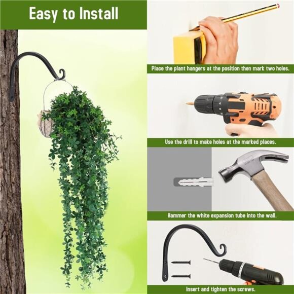 2 Pack 8 Inch Hanging Plant Bracket Wall Hooks Decorative Plant - Picture 6 of 7